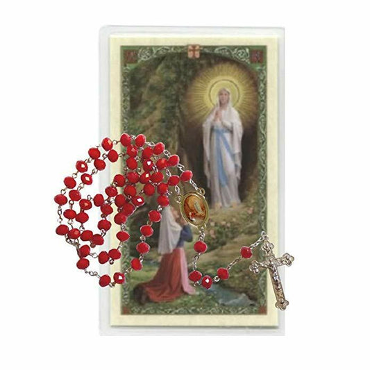 Our Lady of Lourdes Virgen de Lourdes Rosary with Medal and Crucifix and HC