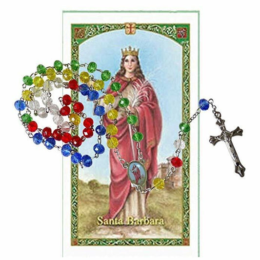 Santa Barbara Bendita Rosario de la Amistad Cuentas Arcoiris de Cuarzo Facetadas