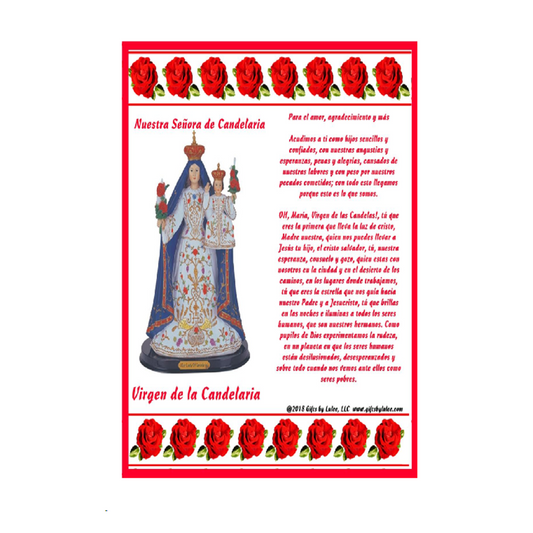 La Virgen de la Candelaria Flameless LED Acrylic Pillar Candle with Flickering Flame Battery Operated great for places where an open flame is not allowed hospitals nursing homes dorms-Batteries included