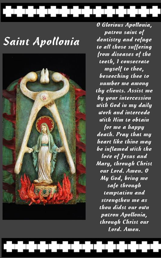 Saint Apollonia Flameless LED Acrylic Pillar Candle with Flickering Flame Battery Operated great for places where an open flame is not allowed hospitals nursing homes dorms-Batteries included