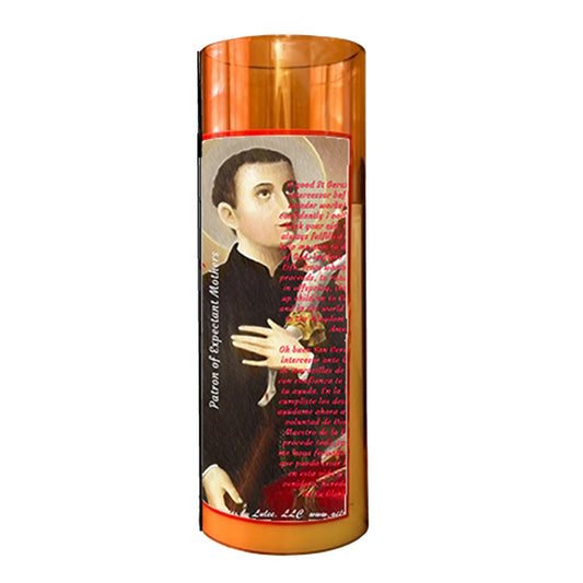 Saint Gerardo Maiella LED Acrylic Pillar Candle with Flickering Flame Battery Operated great for places where an open flame is not allowed hospitals nursing homes dorms-Batteries included