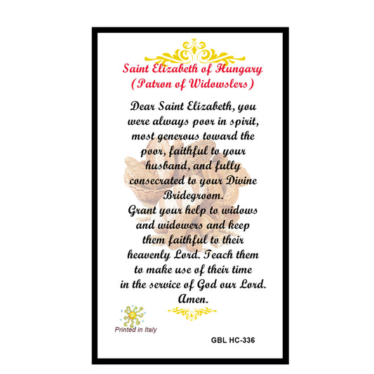 Saint Elizabeth of Hungary Patron of Widows and Widowers Blessed Prayer Card