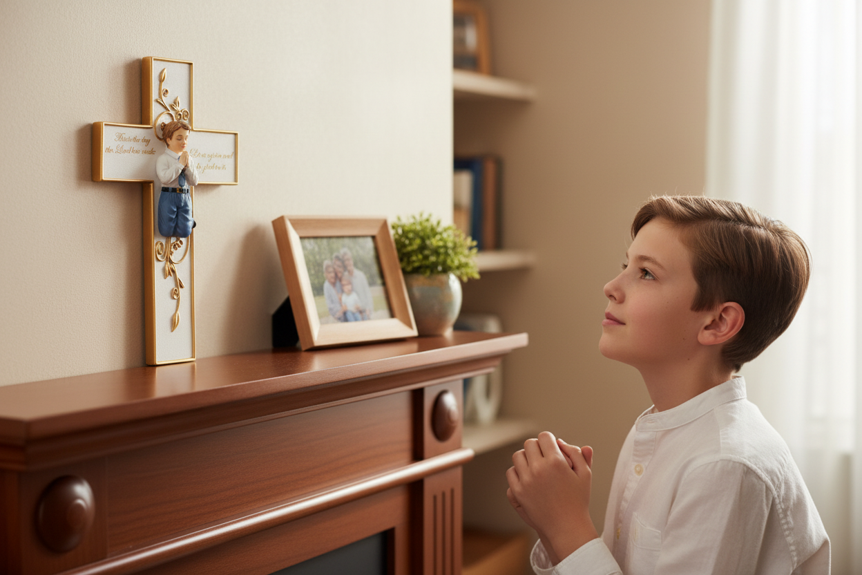 First Communion Wall Cross – Praying Boy or Girl Figure