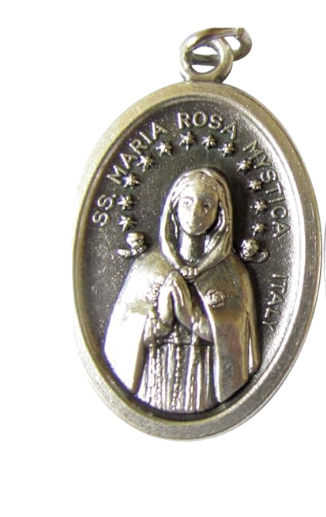Mystic Rose Maria Rosa Mistica Silver Oxidized Medal Blessed by His Holiness