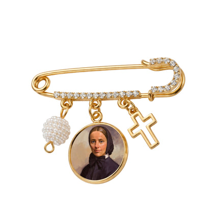 Saint Frances Xavier Cabrini Patron Saint of immigrants Gold Tone Pin with medal