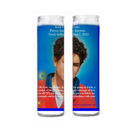 Blessed Carlo Acutis Servant of God Set of 2 or 4 Candles with or Without Prayer Card (2 Candles)
