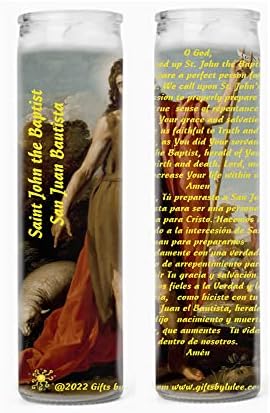 John The Baptist San Juan Bautista Set of 2 or 4 Candles with or Without Prayer Card Available in English or Spanish (Candles-2)