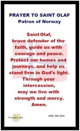St. Olaf Candle with Prayer on Back | Patron Saint of Norway – Catholic Devotional Pillar Candle for Home Altar, Protection & Daily Prayer