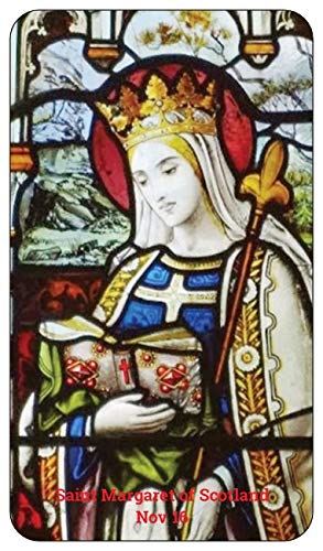 Saint Margaret of Scotland Patron of Scotland Handcrafted Smoke Quartz Crystal Rosary with Silver‑Plated Crucifix and Color Image Centerpiece Cross Pater Nosters and Prayer Card Included