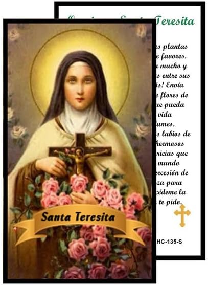 Santa Teresita del Niño Jesús Rosario Católico de Piedra Natural Tiger Eye, Cuentas de Oración con Crucifijo Plateado y Medalla Central, Cadena Resistente para Uso Diario y Regalos Religiosos