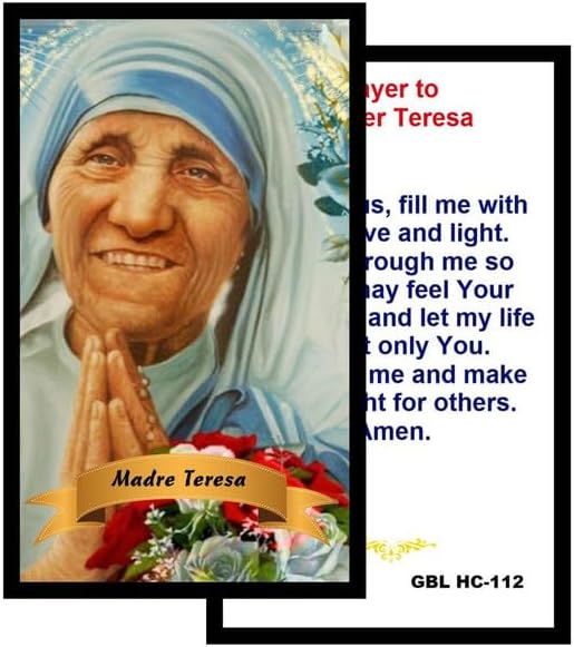 Gifts by Lulee, LLC Mother Teresa Catholic Rosary with Natural Tiger Eye Beads, Silver Crucifix and Center Medal, English Prayer Card, Natural Stone Prayer Beads for Daily Prayer, Devotion & Gifting