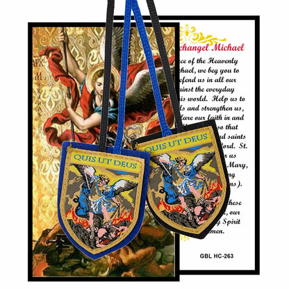 Michael the Archangel He Who Is Like God woven Scapular includes prayer card