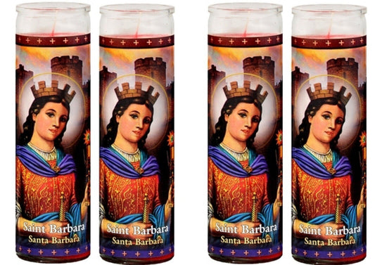 Set of 2 or 4 St Barbara Prayer Candles 2 o 4 Veladoras De Santa Barbara