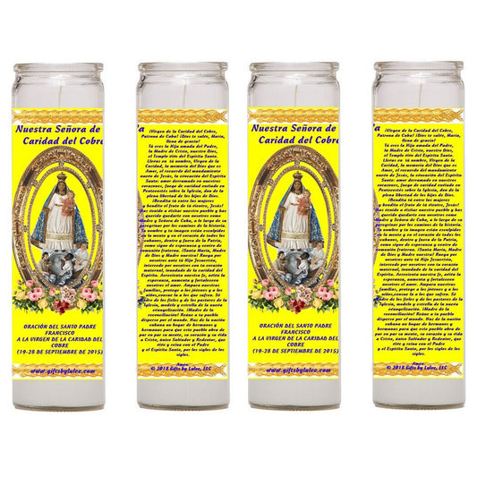 Set of 2 or 4 Nuestra Senora De La Caridad Del Cobre Patrona De Cuba Veladoras
