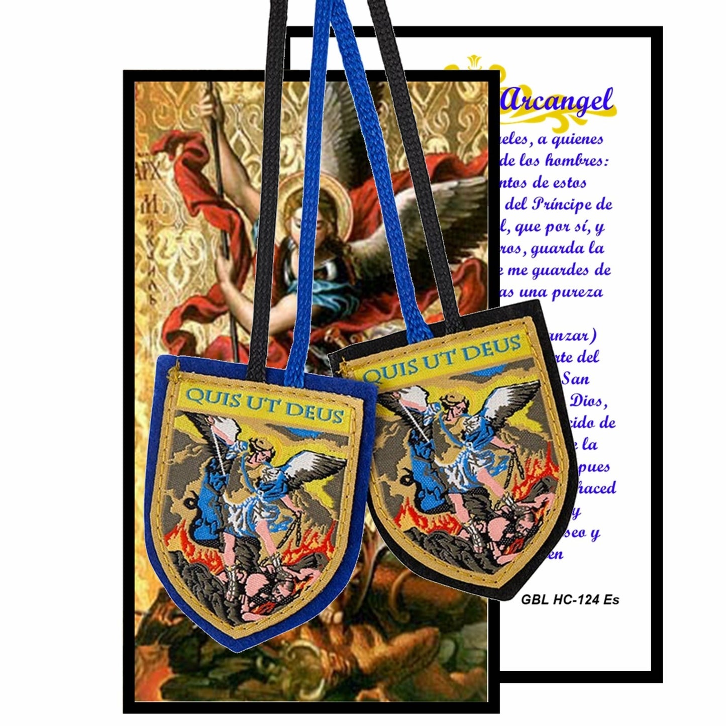 Michael the Archangel He Who Is Like God woven Scapular includes prayer card