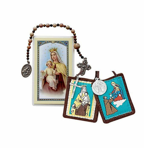 Our Lady of Mount Carmel Rosary Chaplet & Prayer Card and Free Brown Scapular