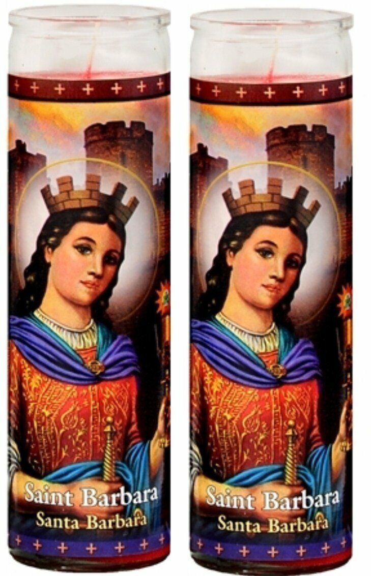 Set of 2 or 4 St Barbara Prayer Candles 2 o 4 Veladoras De Santa Barbara