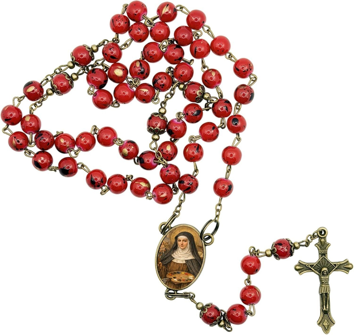 Saint Catherine of Bologna Red Rosary – Catholic Prayer Rosary Patron of Artists