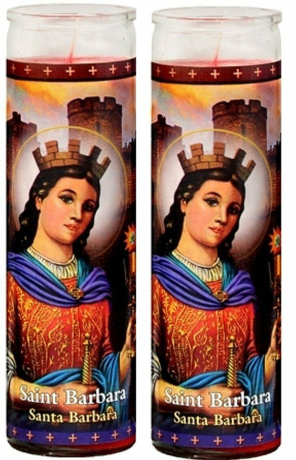 Set of 2 or 4 St Barbara Prayer Candles 2 o 4 Veladoras De Santa Barbara