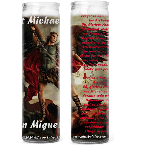 Set of 2 or 4 St Michael Prayer Candles 2 o 4 Veladoras De San Miguel Arcangel