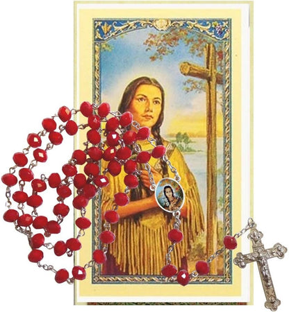 Saint Kateri Tekakwitha Lily of The Mohawks Red Round Beads
