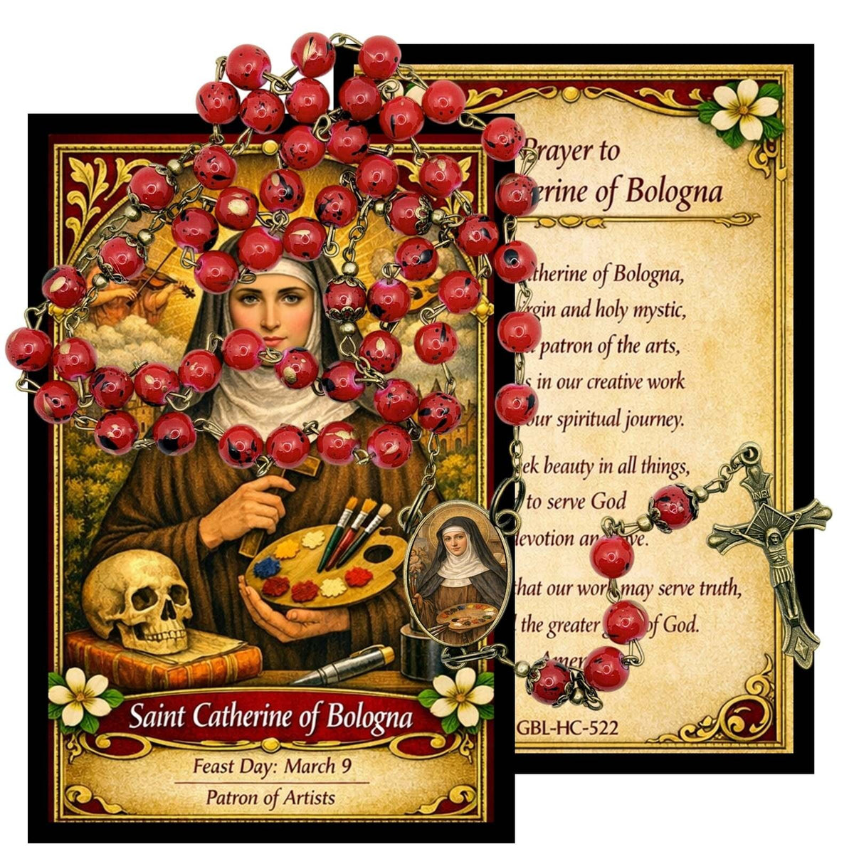 Saint Catherine of Bologna Red Rosary – Catholic Prayer Rosary Patron of Artists