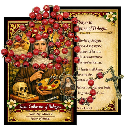 Saint Catherine of Bologna Red Rosary – Catholic Prayer Rosary Patron of Artists