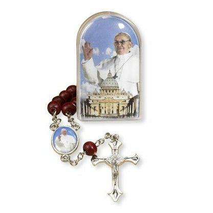 Pope Francis Rose-Scented Chaplet in Keepsake Case with Prayer Card