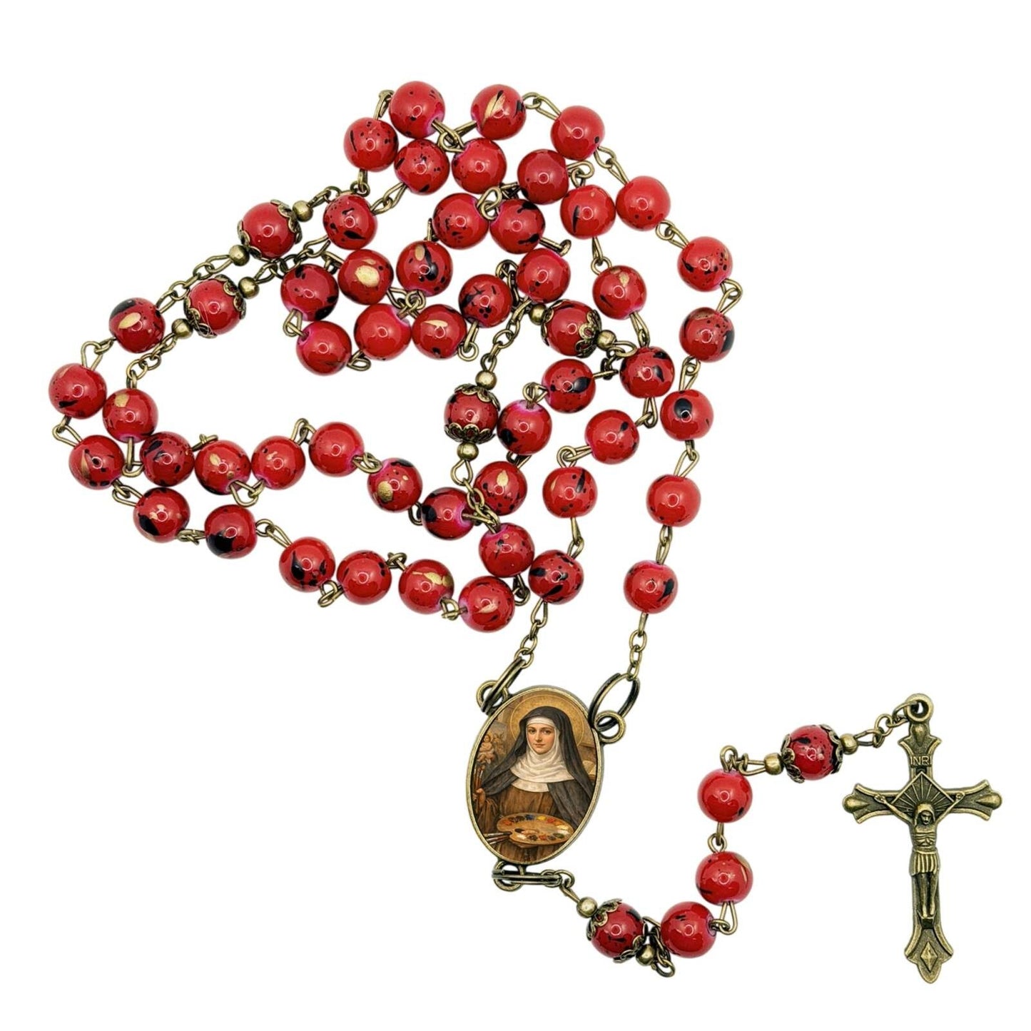 Saint Catherine of Bologna Red Rosary – Catholic Prayer Rosary Patron of Artists