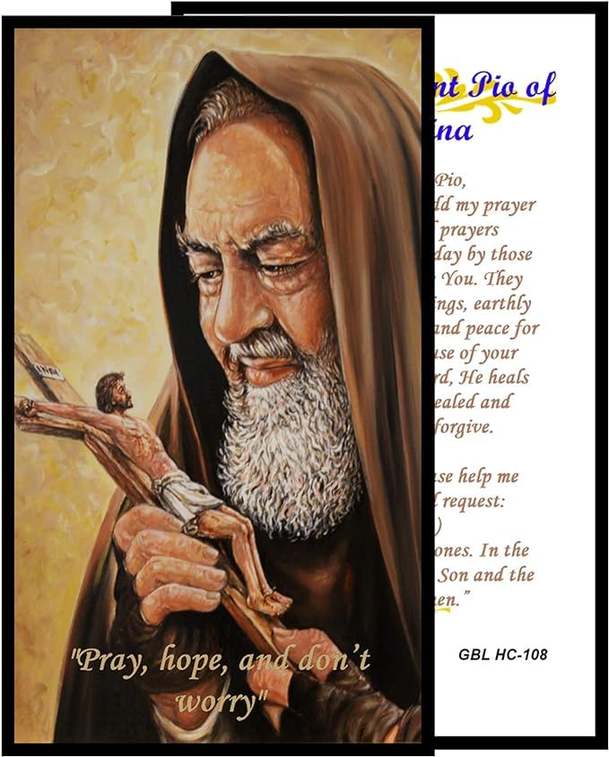 Padre Pio of Pietrelcinia Handcrafted Smoke Quartz Crystal Rosary with Silver‑Plated Crucifix and Color Image Centerpiece Cross Pater Nosters and Prayer Card Included