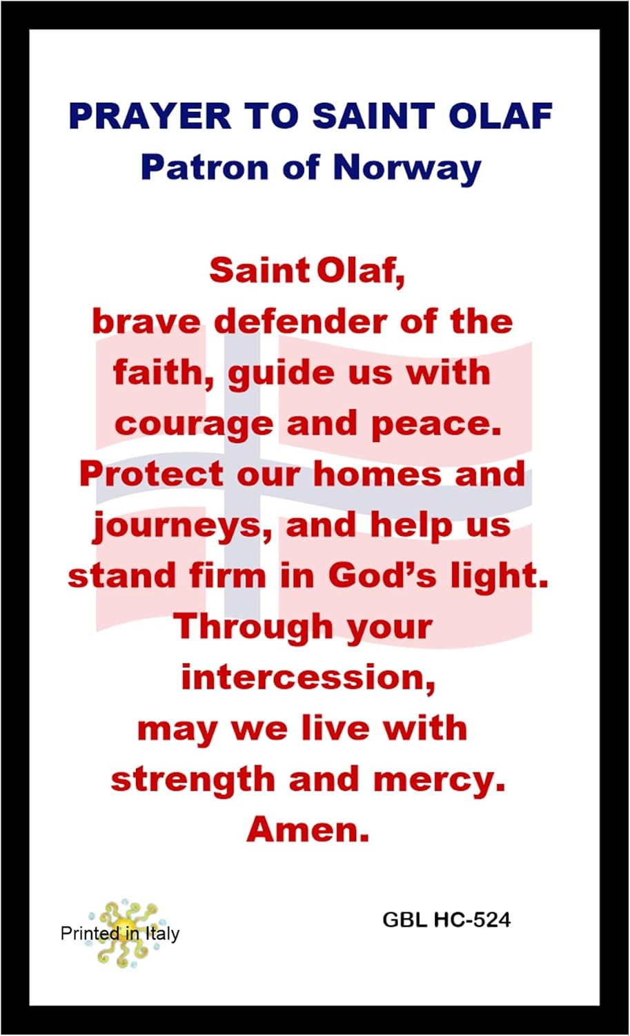 St. Olaf Candle with Prayer on Back | Patron Saint of Norway – Catholic Devotional Pillar Candle for Home Altar, Protection & Daily Prayer