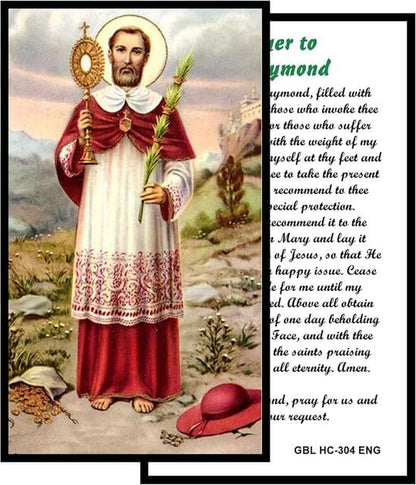 Saint Raymond Nonnatus Catholic Rosary with Natural Tiger Eye Beads, Silver Crucifix and Center Medal, English Prayer Card, Natural Stone Prayer Beads for Daily Prayer, Devotion & Gifting