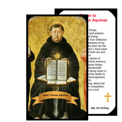 Saint Thomas Aquinas Patron of Students Handcrafted Smoke Quartz Crystal Rosary with Silver‑Plated Crucifix and Color Image Centerpiece – Cross Pater Nosters and Prayer Card Included