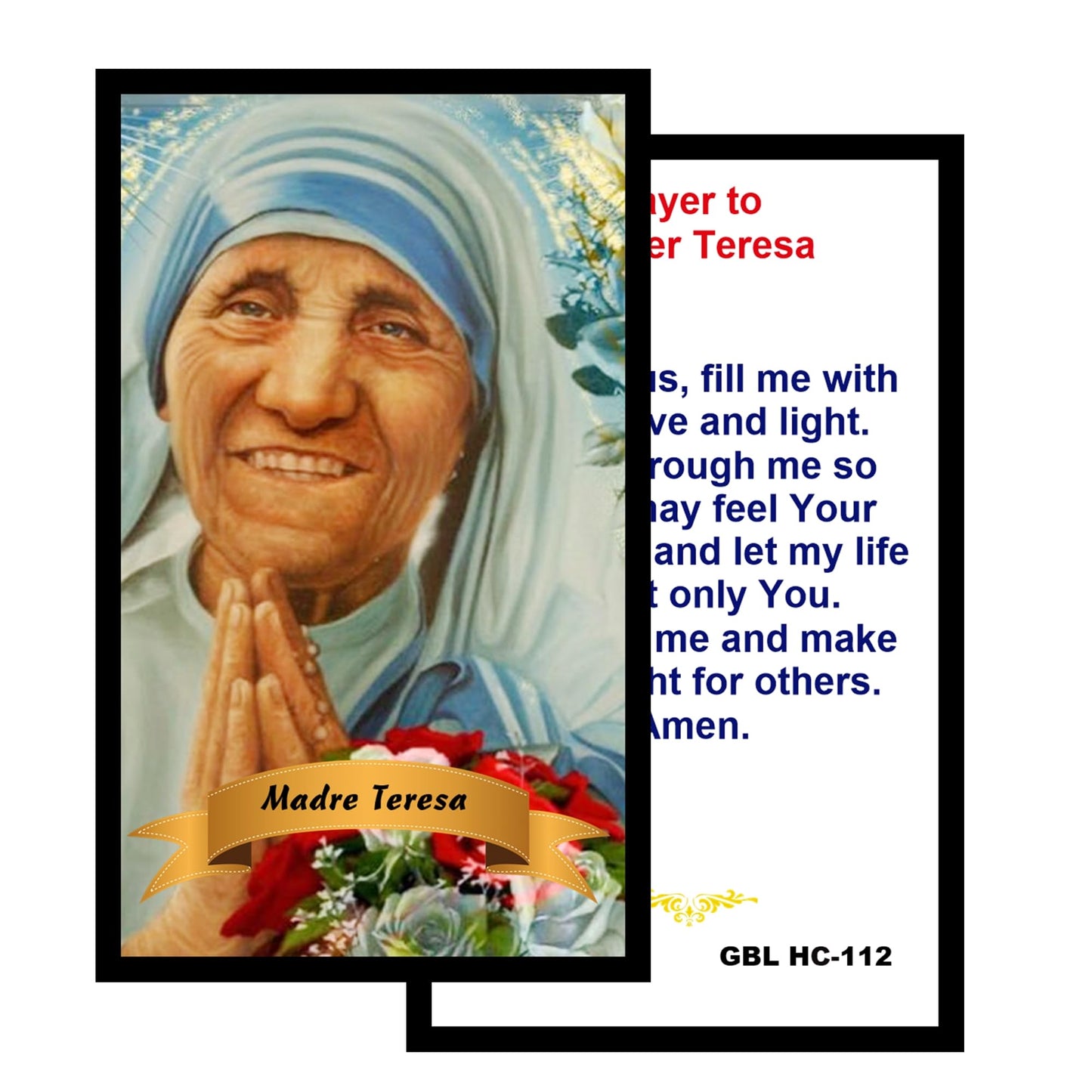 Mother Teresa of Calcutta Handcrafted Smoke Quartz Crystal Rosary with Silver‑Plated Crucifix and Color Image Centerpiece Cross Pater Nosters and Prayer Card Included