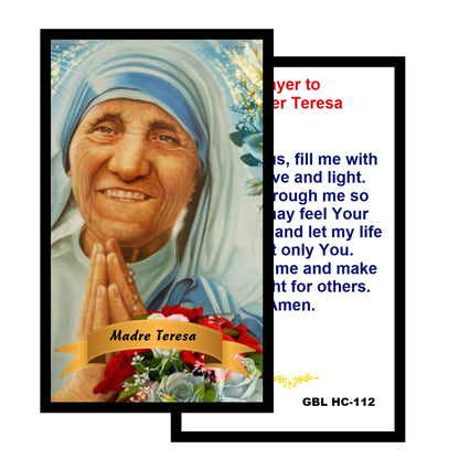 Mother Teresa of Calcutta Handcrafted Smoke Quartz Crystal Rosary with Silver‑Plated Crucifix and Color Image Centerpiece Cross Pater Nosters and Prayer Card Included