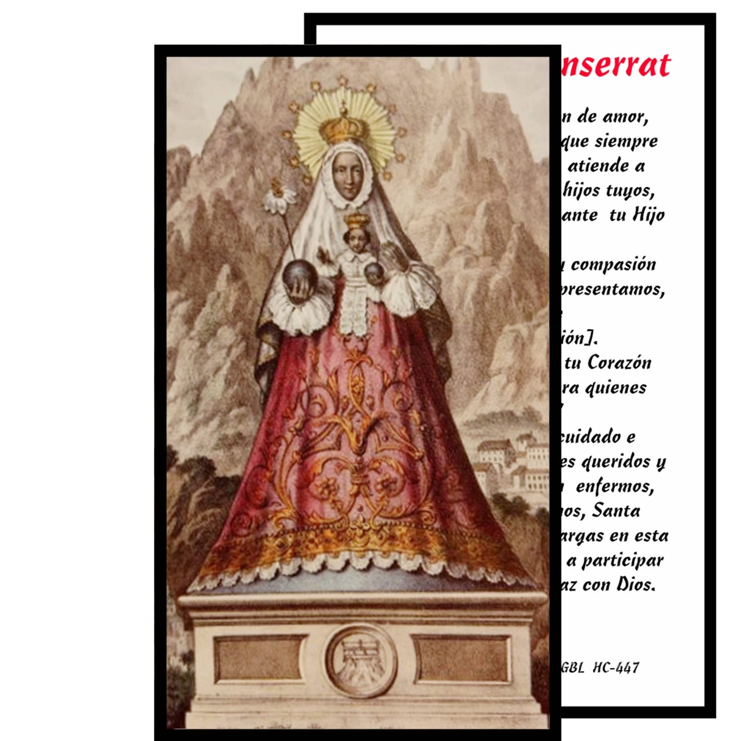 Senora de Monserrate Monserrat Montserrate La Moreneta Handcrafted Smoke Quartz Crystal Rosary with Silver‑Plated Crucifix and Color Image Centerpiece – Cross Pater Nosters and Prayer Card Included IN SPANISH