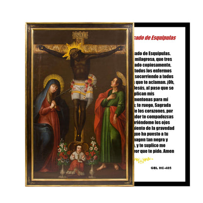 El Cristo Negro de Esquipulas Devocion Guatemalteca Rosario artesanal de cristal de cuarzo ahumado con crucifijo bañado en plata y centro con imagen a color – crucifijos por Padre Nuestros y postal de rezo EN ESPANOL