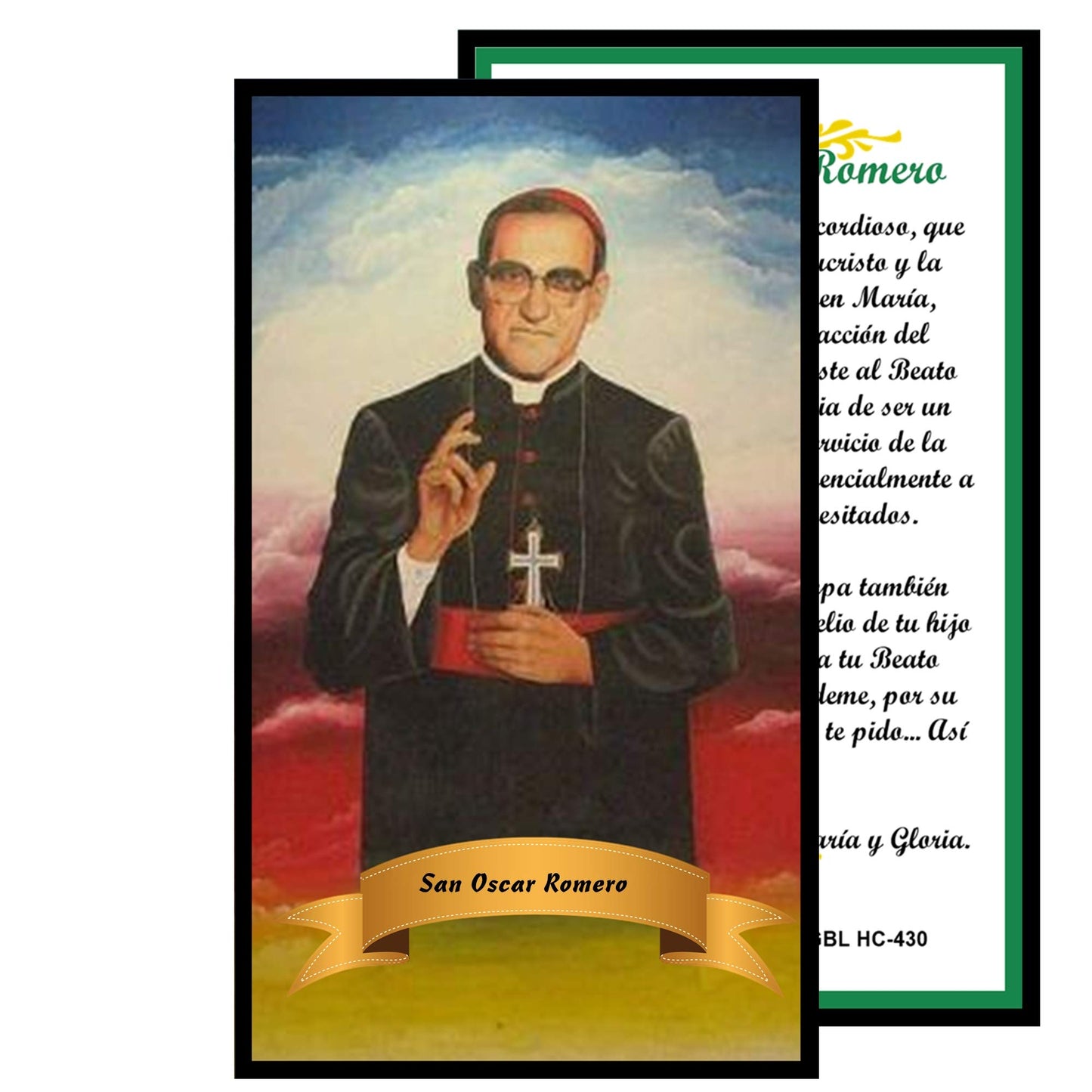 San Oscar Romero Arzobispo de San Salvador Rosario artesanal de cristal de cuarzo ahumado con crucifijo bañado en plata y centro con imagen a color – crucifijos por Padre Nuestros y postal de rezo EN ESPANOL