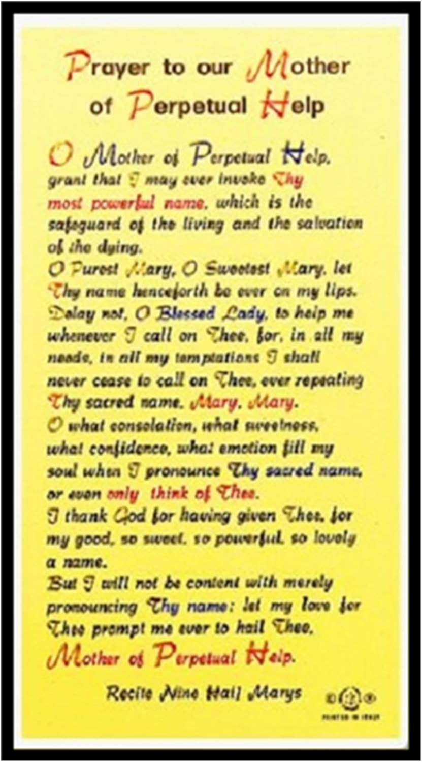 Our Lady of Perpetual Help Laminated Holy Card Blessed by His Holiness ...