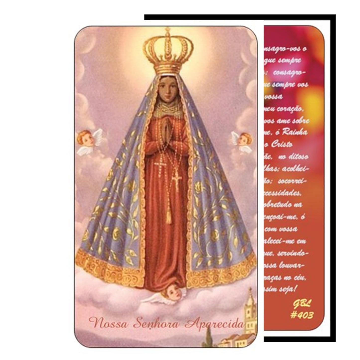 Nossa Senhora Aparecida Patron of Brazil Handcrafted Smoke Quartz Crystal Rosary with Silver‑Plated Crucifix and Color Image Centerpiece – Cross Pater Nosters and Prayer Card Included IN PORTUGUESE