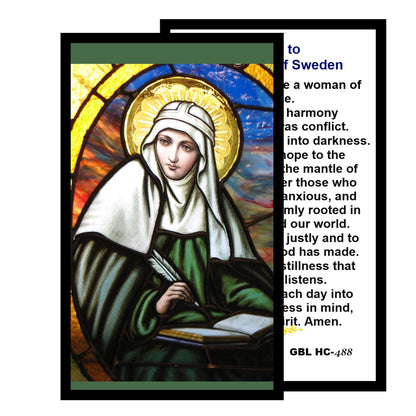 Saint Bridgit of Sweden Patron of Sweden Handcrafted Scarlett Red Crystal Rosary with All Capped Beads Gold Plated Findings a Cabochon Bezel Center with Color Image and Gold Includes a Prayer Card IN ENGLISH