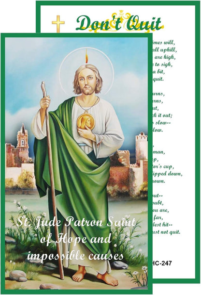Saint Jude Thaddeus Patron of Hopeless Causes Handcrafted rosary jet black quartz capped beads gold plated findings, crucifix, medal centerpiece with color image and a prayer card