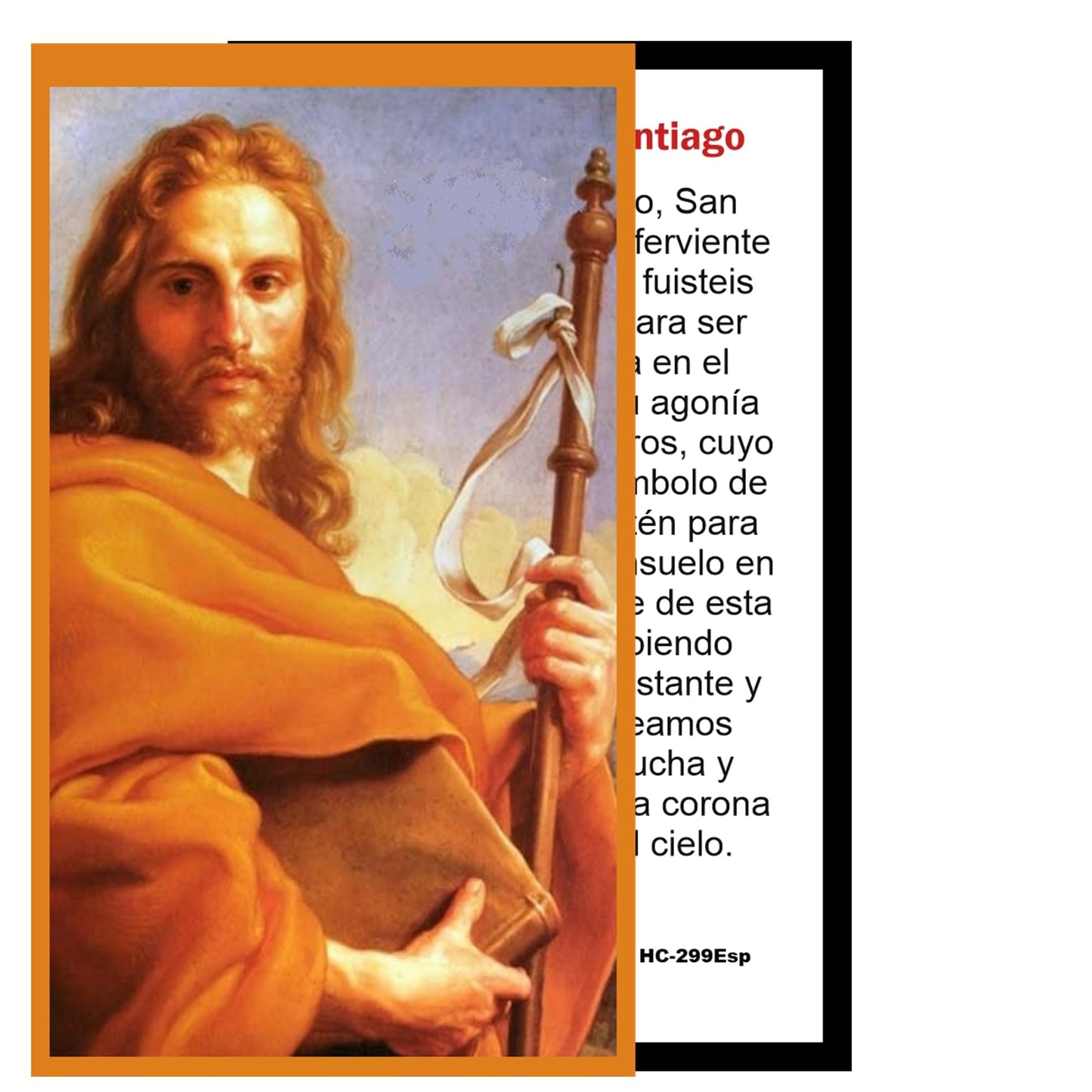 San Santiago Patron de Espana Camino de Santiago Rosario artesanal de cristal de cuarzo ahumado con crucifijo bañado en plata y centro con imagen a color – crucifijos por Padre Nuestros y postal de rezo EN ESPANOL