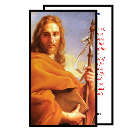 Saint James the Apostle James Way Patron of Spain Handcrafted rosary jet black quartz capped beads gold plated findings, crucifix, medal centerpiece with color image and a prayer card