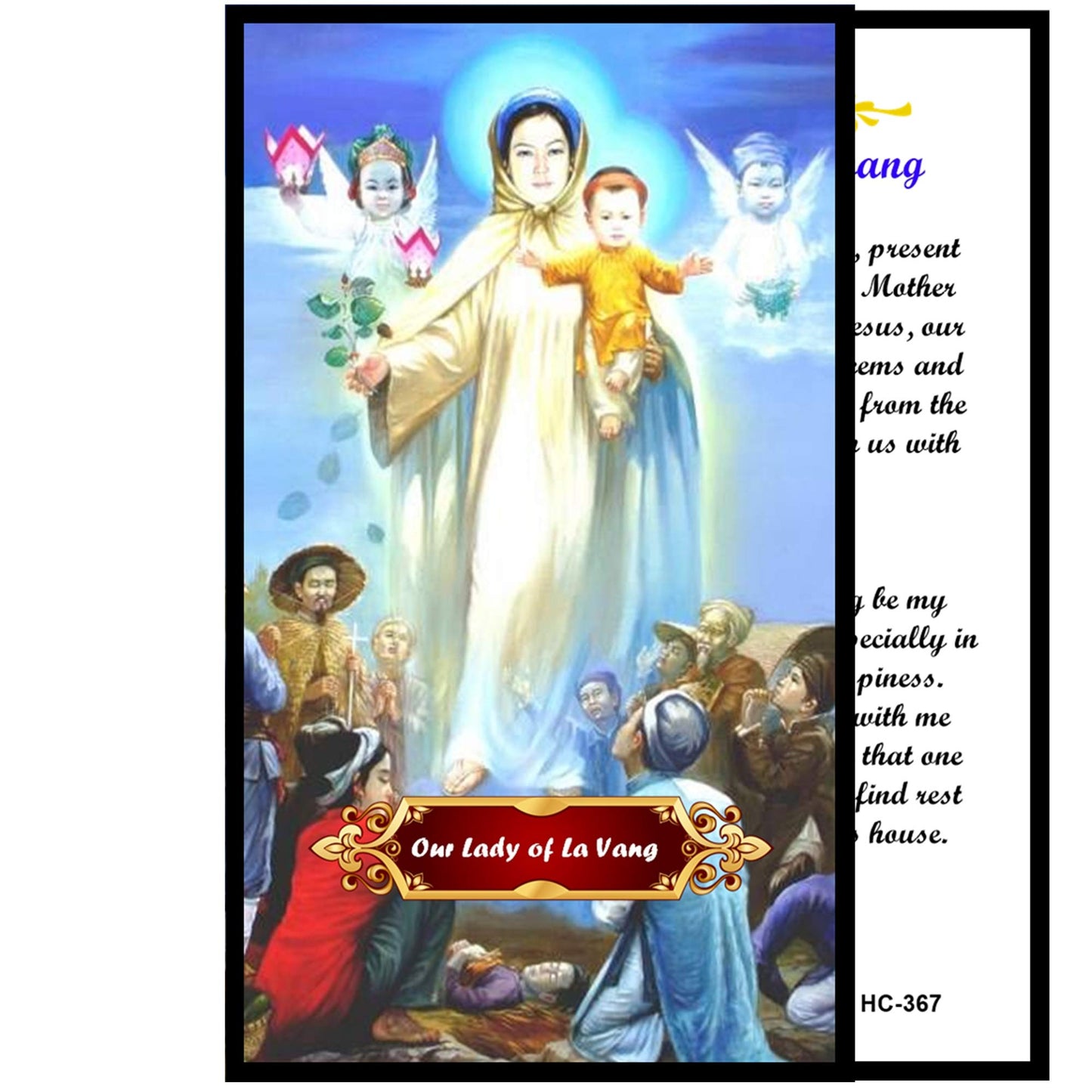 Gifts by Lulee, LLC Our Lady of La Vang Đức Mẹ La Vang Handcrafted Smoke Quartz Crystal Rosary with Silver‑Plated Crucifix and Color Image Centerpiece – Cross Pater Nosters and Prayer Card Included