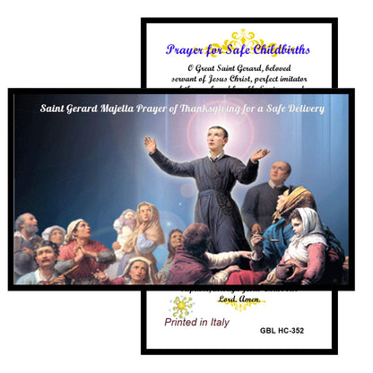 Saint Gerard Majella Patron of Motherhood and Safe Delivery Handcrafted rosary jet black quartz capped beads gold plated findings, crucifix, medal centerpiece with color image and a prayer card