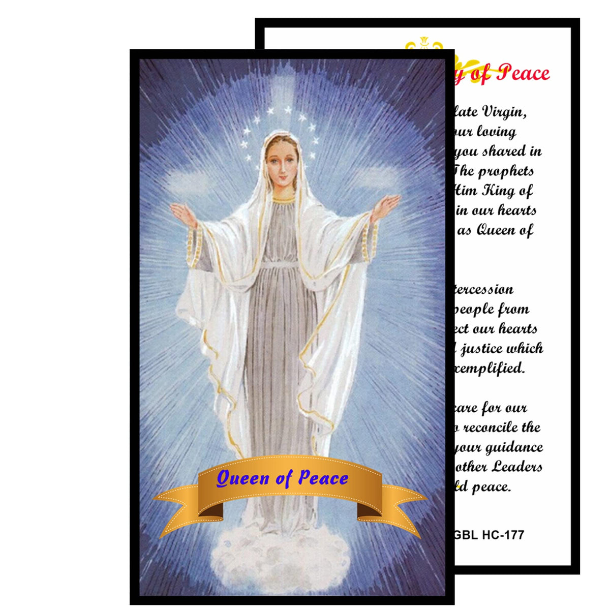 Our Lady Queen of Peace Handcrafted Smoke Quartz Crystal Rosary with Silver‑Plated Crucifix and Color Image Centerpiece – Cross Pater Nosters and Prayer Card Included
