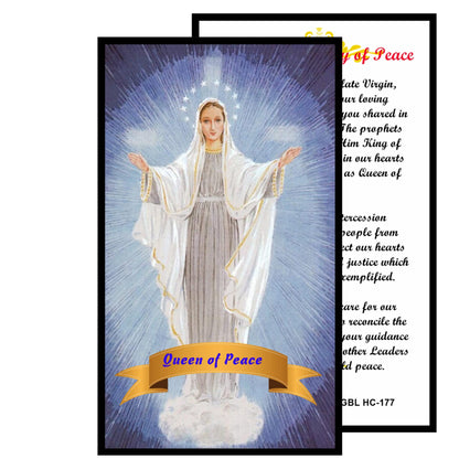 Our Lady Queen of Peace Handcrafted Smoke Quartz Crystal Rosary with Silver‑Plated Crucifix and Color Image Centerpiece – Cross Pater Nosters and Prayer Card Included