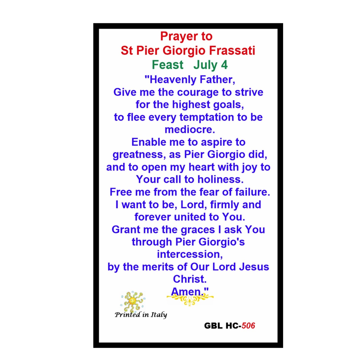 St Pier Giorgio Frassati Patron Saint of Students Young Catholics Mountaineers Medal and prayer card Canonized on Sept 6 2025