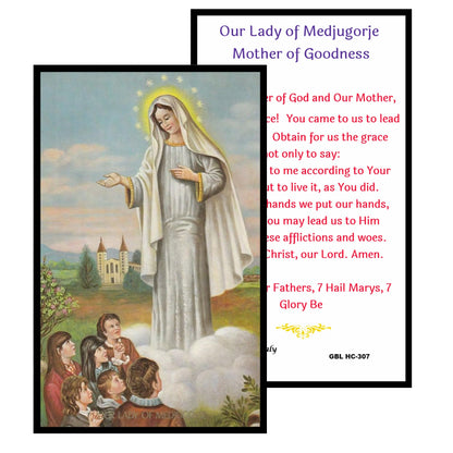 Our Lady of Medjugorje Mother of Goodness Love and Mercy Handcrafted Smoke Quartz Crystal Rosary with Silver‑Plated Crucifix and Color Image Centerpiece Cross Pater Nosters and Prayer Card Included